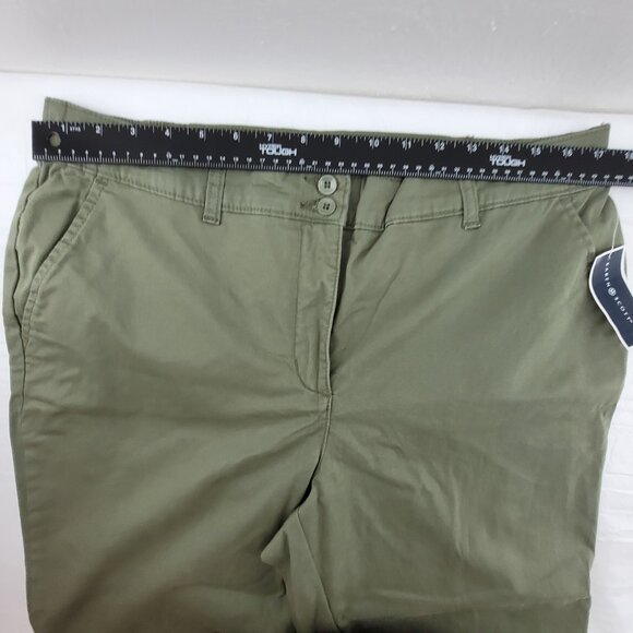 NEW Karen Scott Capri Pants Womens 14 Green Stretch Cotton Twill Pedal Pusher - Picture 8 of 13